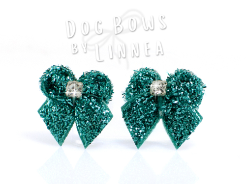 Butterfly Maltese Pair Teal Glitter